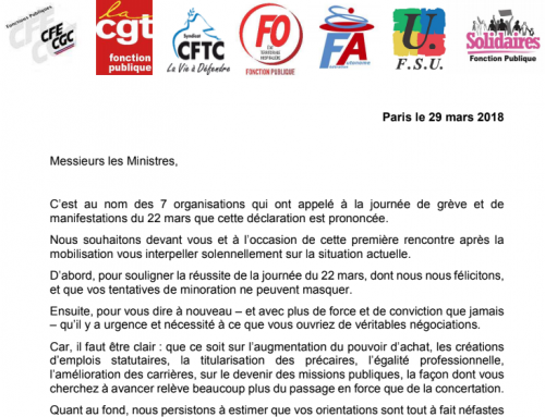 Déclaration commune des fédérations de fonctionnaires : 29 mars 2018